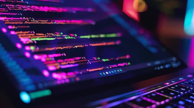 Site mockup connected to backend/API lines in red/cyan.